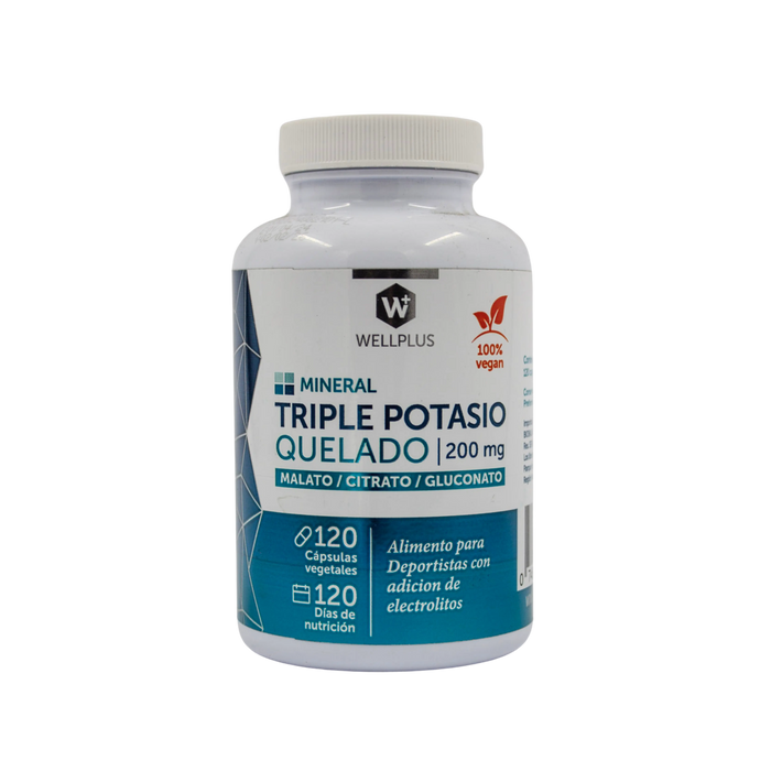 Triple Potasio Quelado Wellplus 120 cápsulas