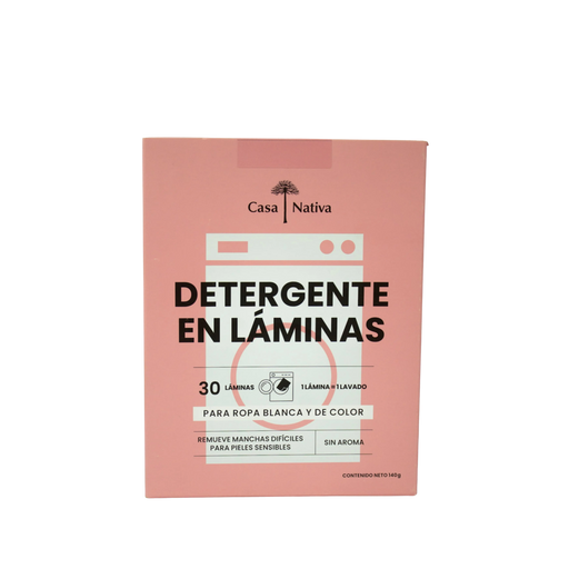 30 láminas de detergente sin aroma Casa Nativa