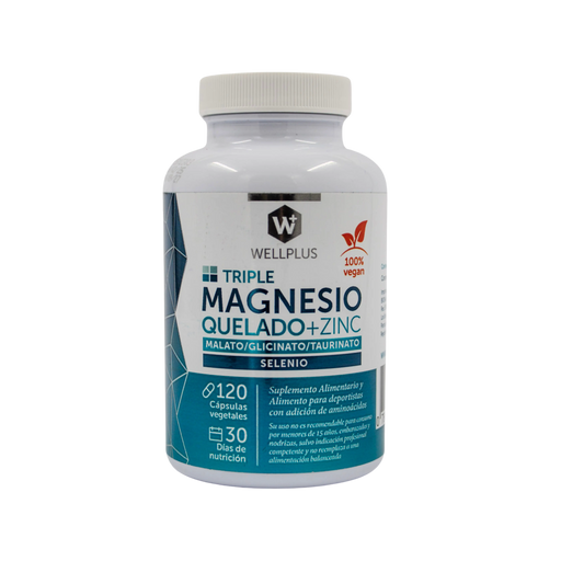 Magnesio Quelado Zinc Wellplus 120 caps