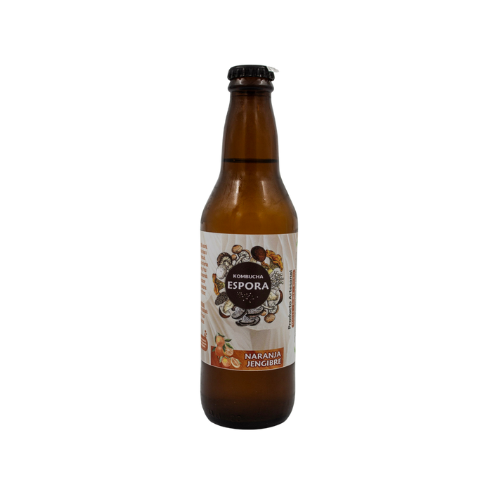 Kombucha naranja jengibre marca Espora