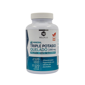 Triple Potasio Quelado Wellplus 120 cápsulas