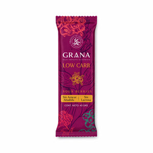 Barra Grana Low Carb sabor sour berries de 40 g, sin azucar anadida y sin lactosa