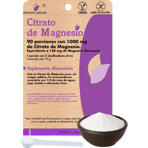 Citrato de magnesio en polvo Dulzura Natural, 90 porciones de 1000 mg, 90 g