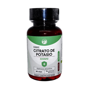 Citrato de potasio 500 mg MBH, frasco de 60 capsulas, suplemento alimentario
