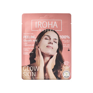 Mascarilla facial peeling Iroha Nature con acido glicolico, CICA y acido hialuronico, 23 ml