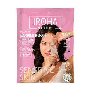 Mascarilla facial reparadora de barrera Iroha Nature con ceramidas, peptidos y probioticos, 25 ml
